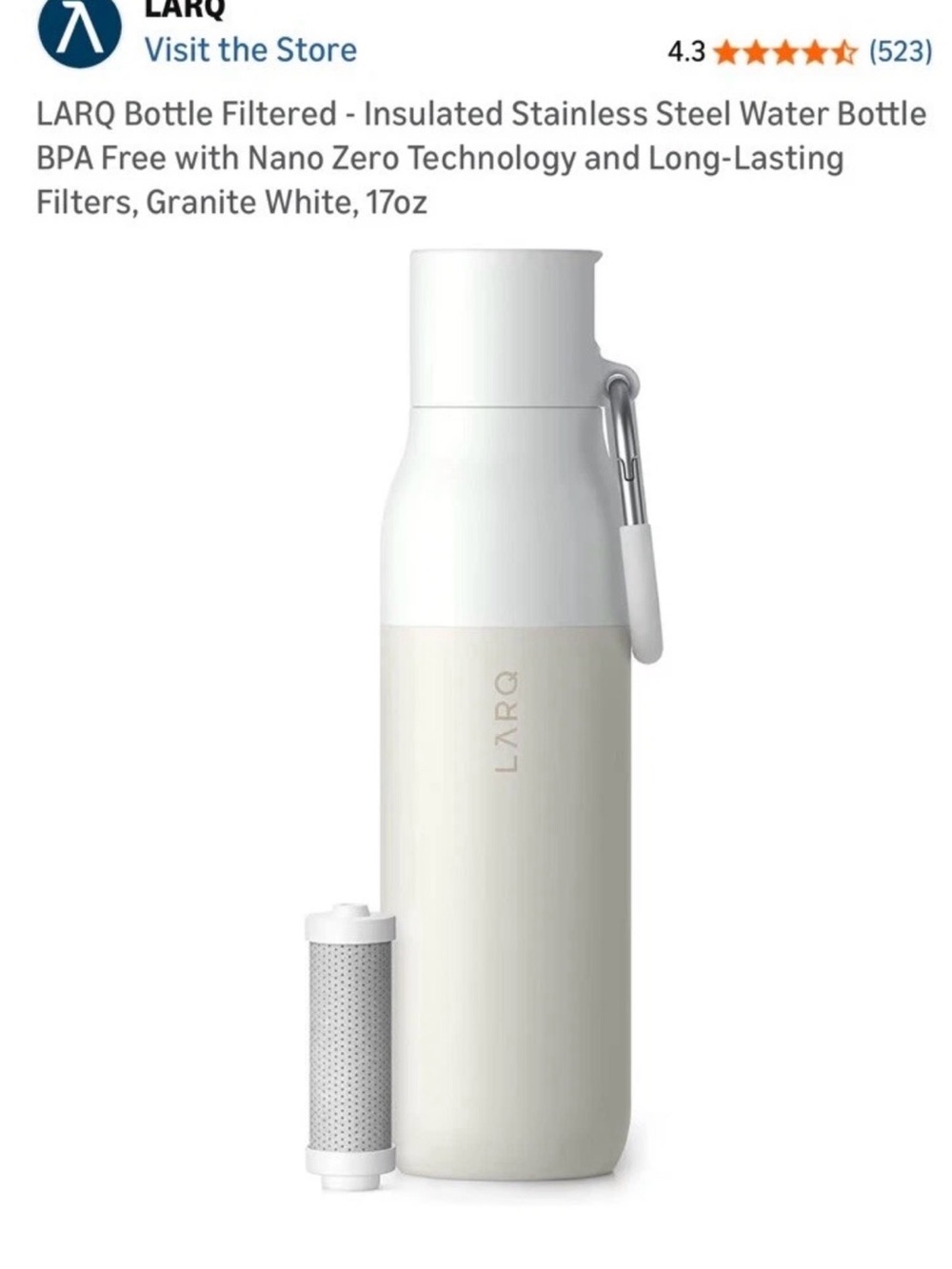 Larq White Insulated Bottle